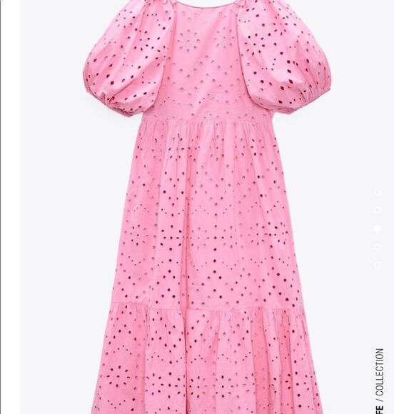 Zara pink eyelet openwork embroidered dress - Picture 12 of 15